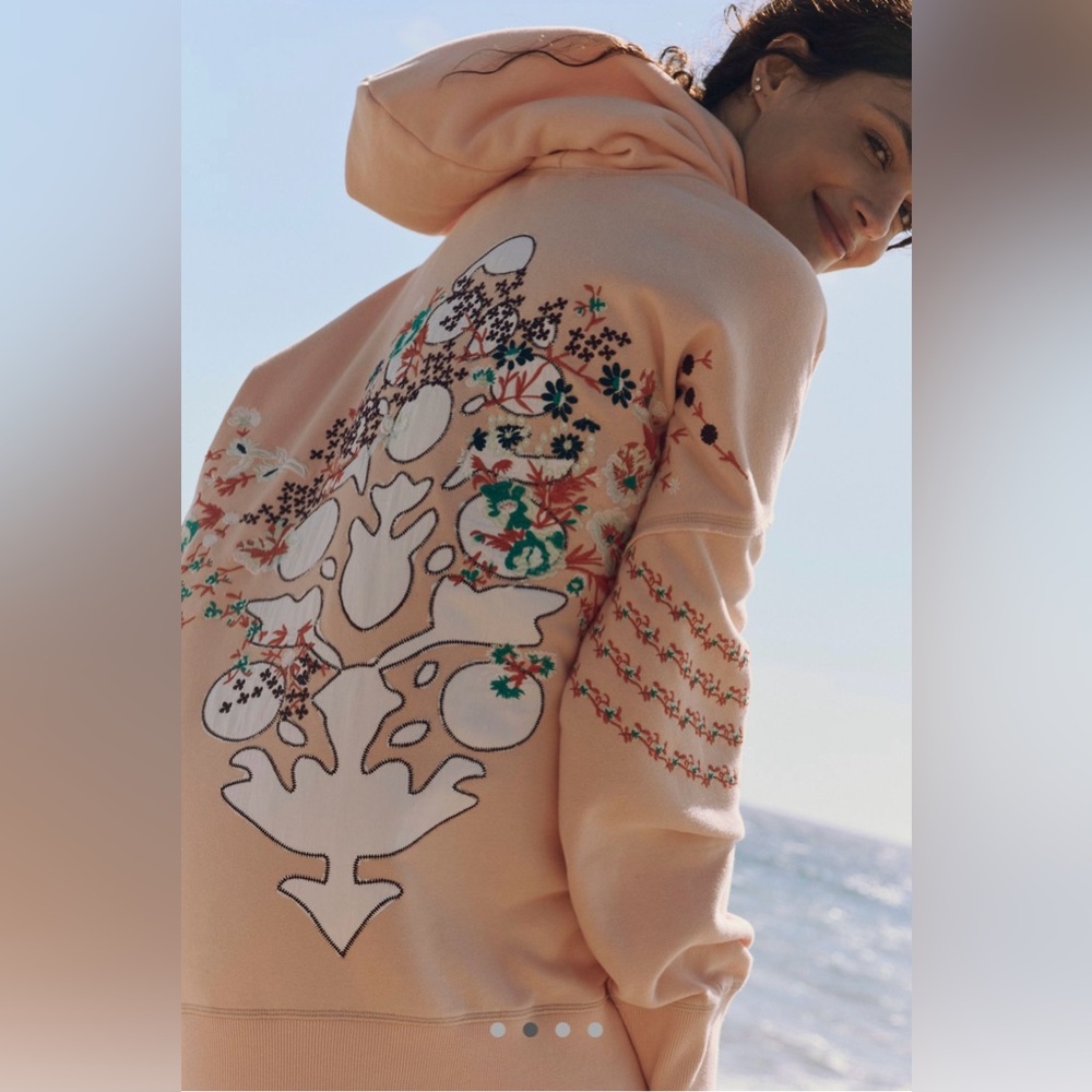 NWT- FP At My Best Embroidered Sweat Pastel Peach Size S